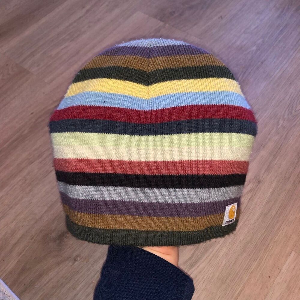 CARHARTT STRIPED RAINBOW KNIT BEANIE HAT ADULT ONE SIZE RARE